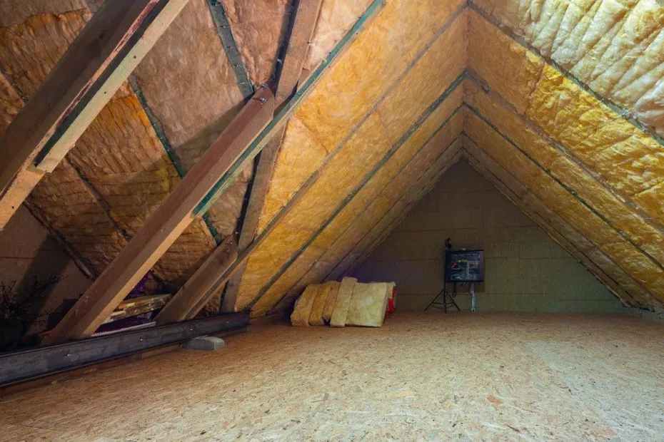 Attic with insulation installed along the roofline in a Surprise, AZ home