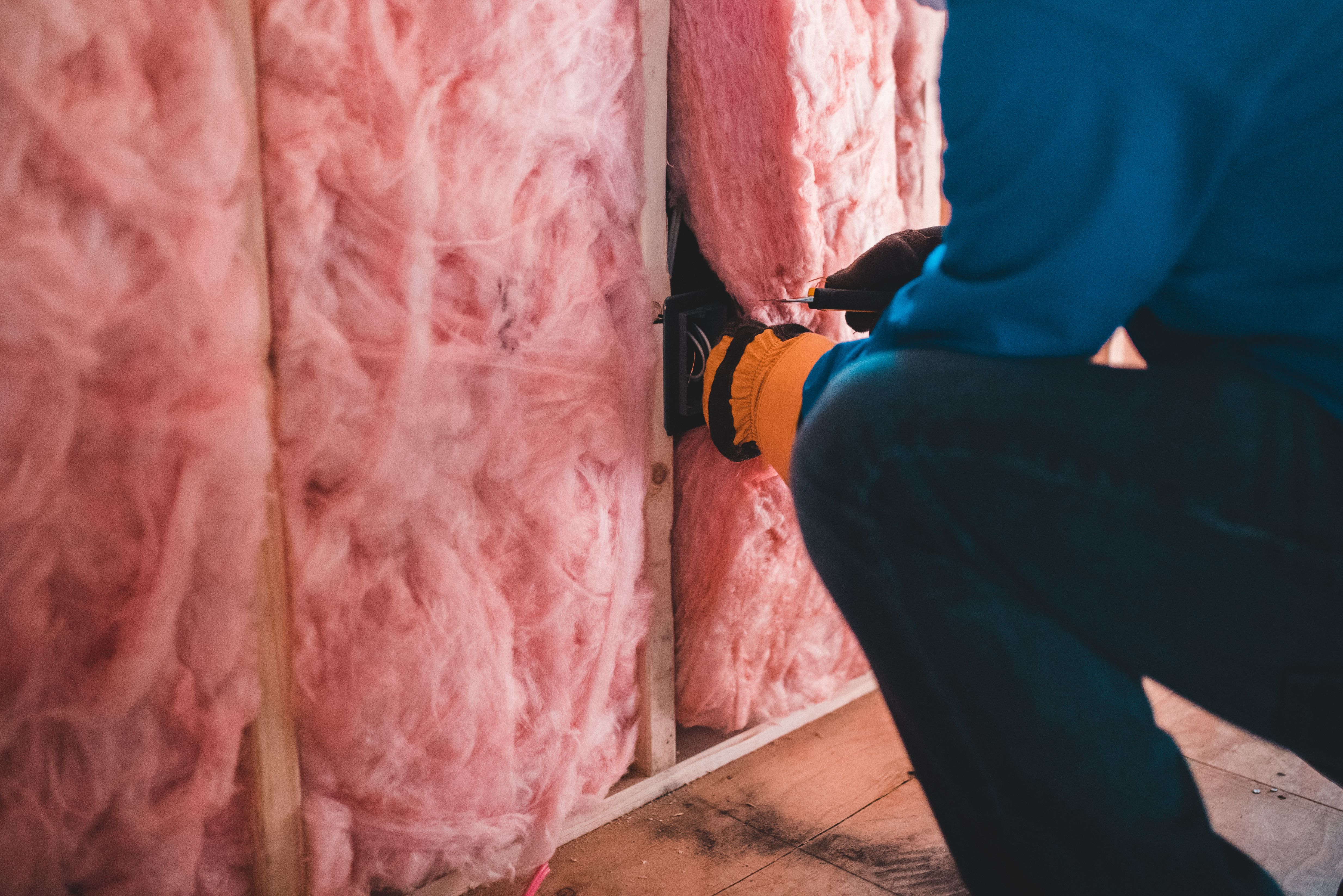 Batt insulation installed between wall studs in a Surprise, AZ home
