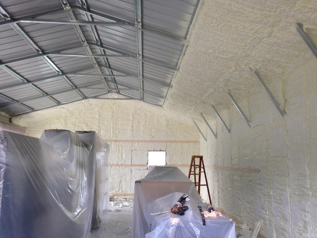 Spray foam insulation installed inside a metal commercial building in Surprise, AZ