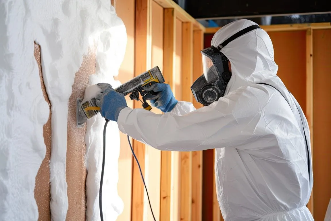 Spray foam insulation applied to wall and ceiling framing in a Surprise, AZ home
